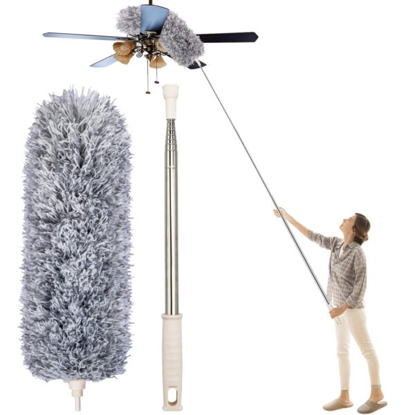 Microfiber Fan Duster |Telescopic Extendable Gray Duster | 360 Flexible